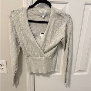 Pink Rose Heather Gray Wrap Knit Top
